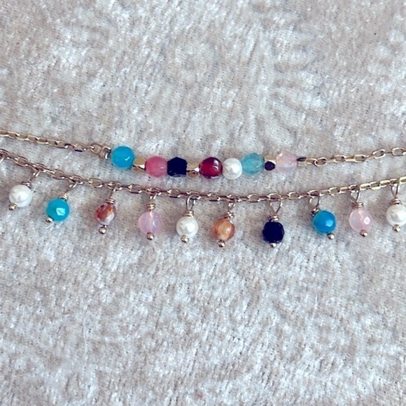 Brand New Bella Jack Gold Tone Double Chain Multicolored Bead Toggle Bracelet - Picture 11 of 16